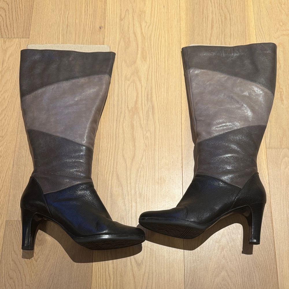 Naturalizer Black and Gray Heeled Boots